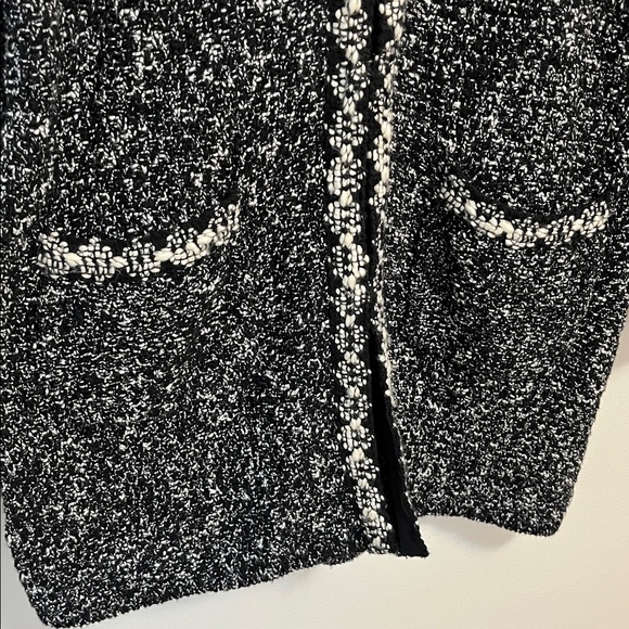 Talbots long cardigan sweater jacket textured knit black white chunky stretchy S - Picture 8 of 14